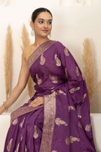 Royal Purple Saree with Antique Gold Zari