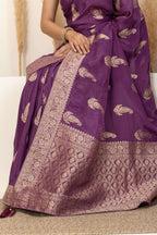 Royal Purple Saree with Antique Gold Zari