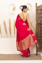 Crimson Red Saree with Gold Zari Motifs