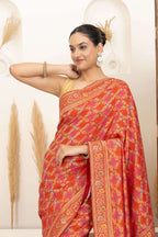 Warm Orange Saree with Multicolor Woven Artistry
