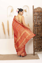 Warm Orange Saree with Multicolor Woven Artistry