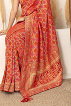 Warm Orange Saree with Multicolor Woven Artistry