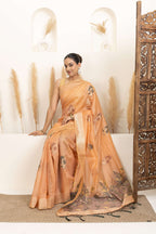 Soft Peach Saree with Earthy Floral Accents