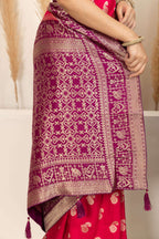Rani Pink Saree with Purple & Gold Zari Detailing