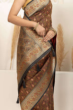 Earthy Brown Saree with Multicolour Woven Detailing
