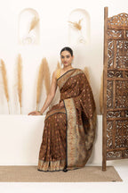 Earthy Brown Saree with Multicolour Woven Detailing