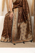 Earthy Brown Saree with Multicolour Woven Detailing