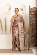 Dusty Rose Saree with Soft Gold Zari Detailing