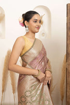 Dusty Rose Saree with Soft Gold Zari Detailing