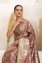 Dusty Rose Saree with Soft Gold Zari Detailing