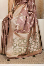 Dusty Rose Saree with Soft Gold Zari Detailing