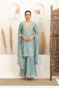 Pastel Mint Suit Set with Gold Embroidery