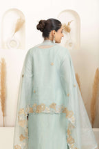 Soft Teal Sharara Set with Delicate Multicolour Embroidery