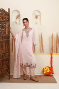 Blush pink embroidered kurta set for women with floral embroidery and dupatta