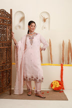 Blush Pink Embroidered Kurta Set with Dupatta