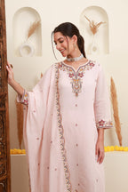 Blush Pink Embroidered Kurta Set with Dupatta