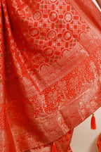 Coral Orange Traditional Motif Saree