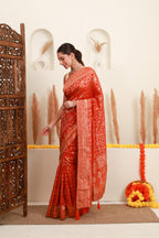 Coral Orange Traditional Motif Saree