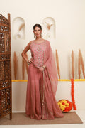 Dusty pink embroidered sharara set for women with dupatta