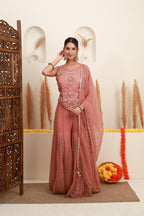 Dusty Pink Embroidered Sharara Set with Dupatta