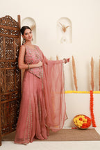 Dusty Pink Embroidered Sharara Set with Dupatta
