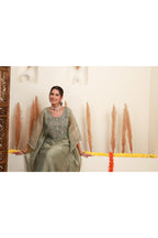 Grey Embroidered Kaftan-Style Ensemble