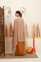 Mustard Embroidered Cape-Style Skirt Set