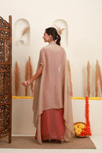 Mustard Gold Embroidered Cape Set
