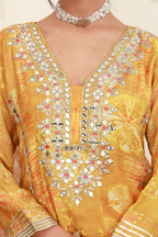 Mustard yellow embroidered kurta sharara set with silver embroidery and dupatta9