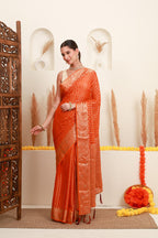 Orange Gold Polka Traditional Saree