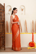 Orange Gold Polka Traditional Saree