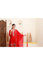 Pink Frock-Style Floral Embroidered Kurta Set with Dupatta
