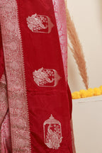 Pink and Wine Traditional Brocade-Style Saree