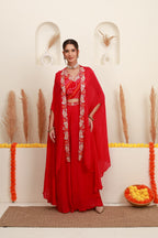 Rani embroidered Indo-Western sharara set for women with matching shrug