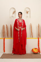 Rani embroidered Indo-Western sharara set for women with matching shrug2