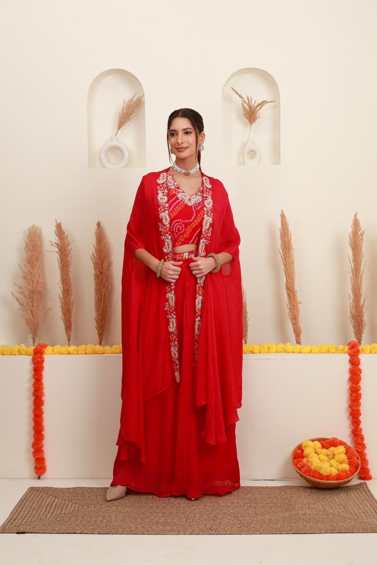 Rani embroidered Indo-Western sharara set for women with matching shrug2
