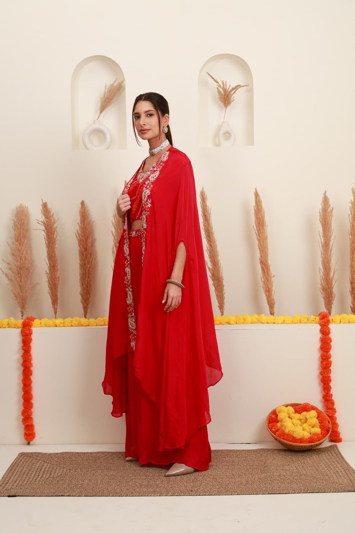 Rani embroidered Indo-Western sharara set for women with matching shrug3