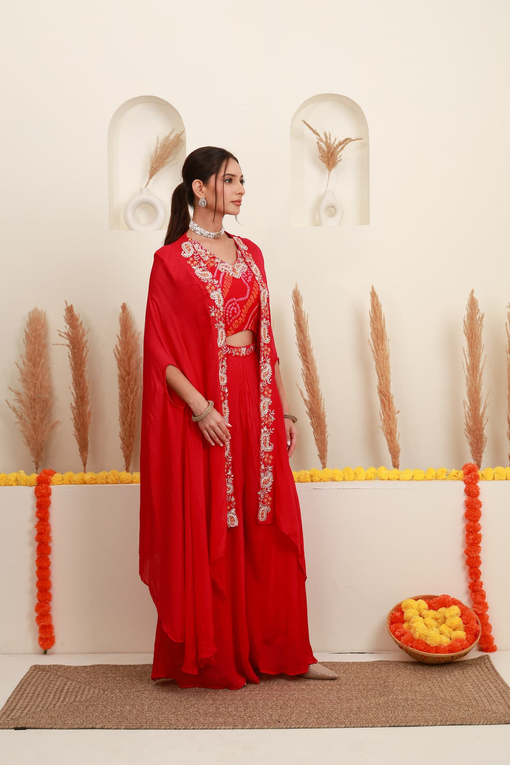 Rani embroidered Indo-Western sharara set for women with matching shrug4