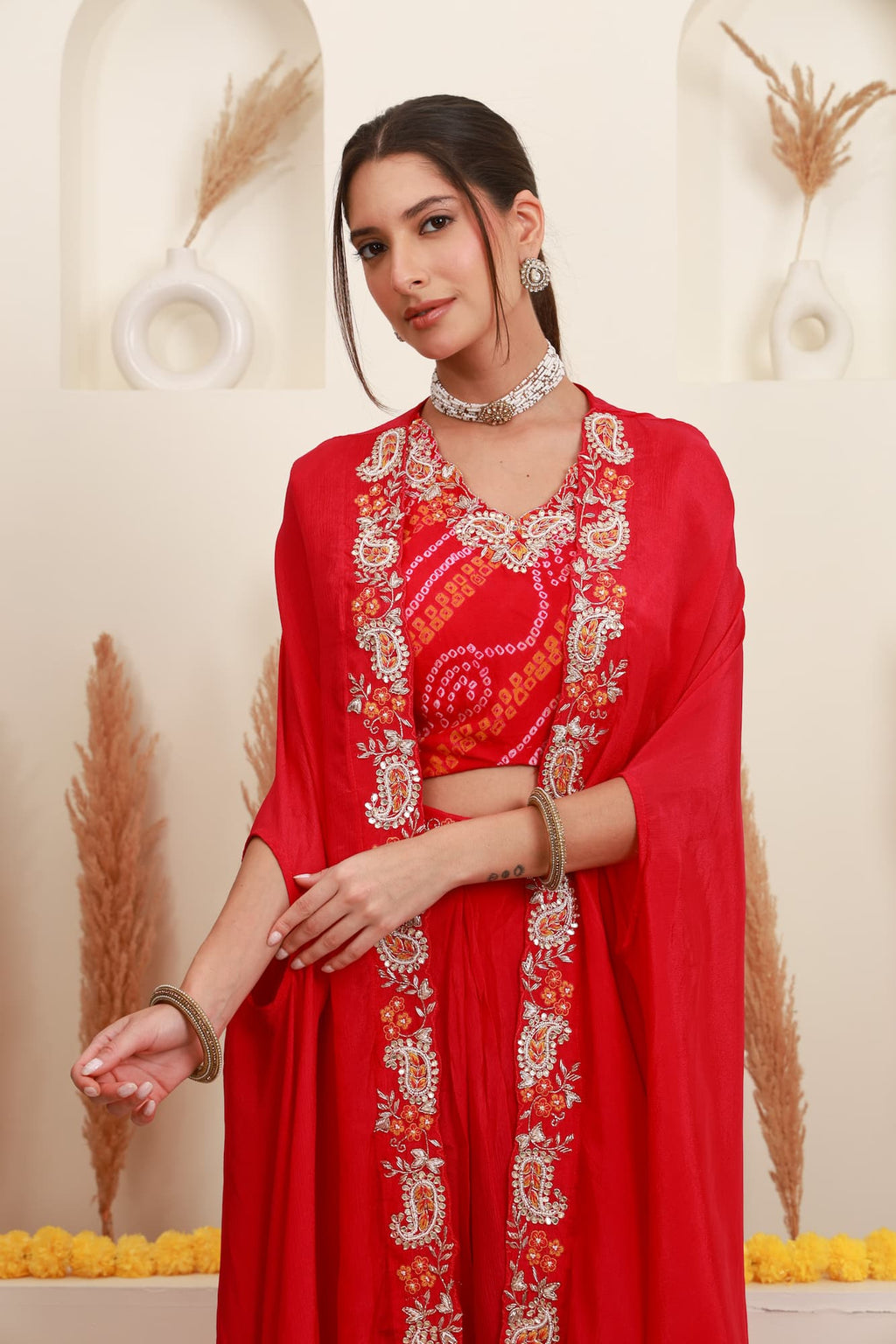 Rani embroidered Indo-Western sharara set for women with matching shrug6