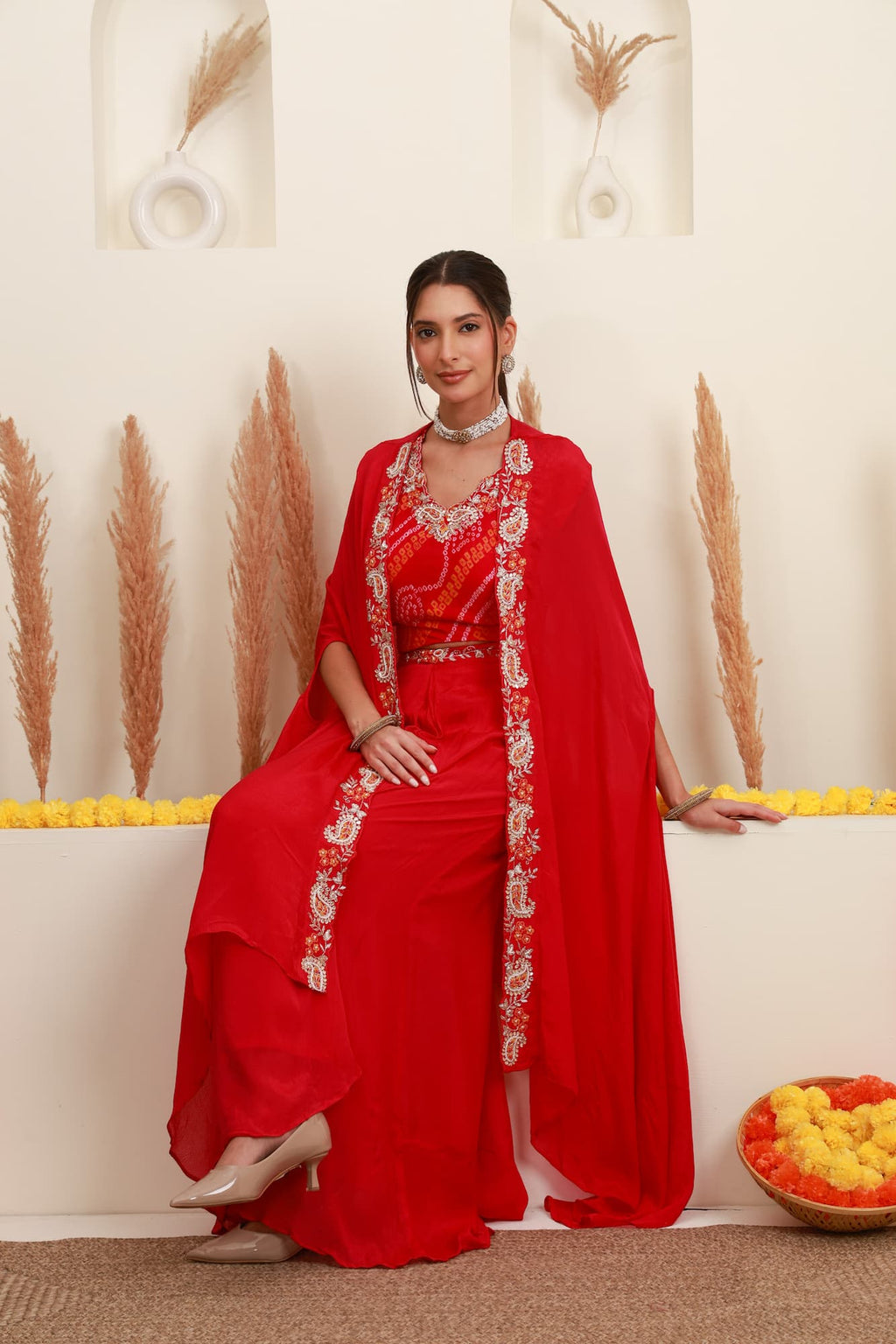 Rani embroidered Indo-Western sharara set for women with matching shrug7