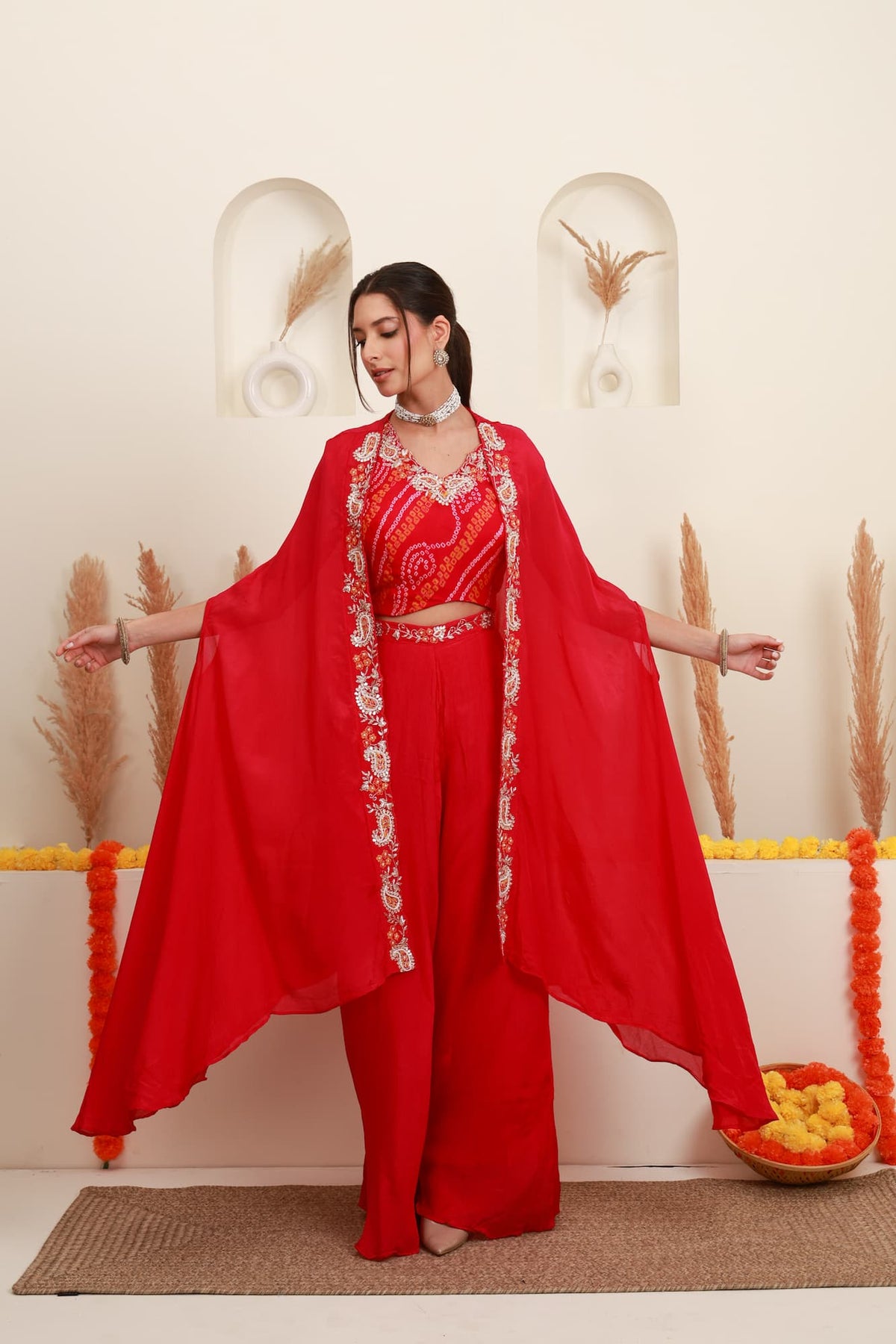 Rani embroidered Indo-Western sharara set for women with matching shrug8