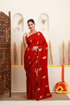 Red Gold Traditional Motif Saree