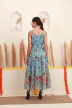 Sky Blue Multicolour Floral Dress